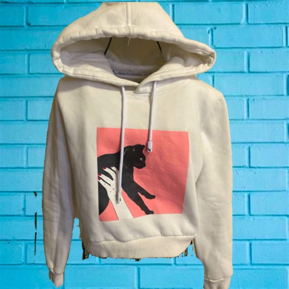 Cute cat crop hoodie